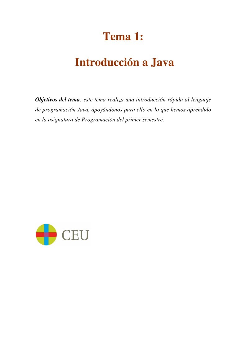 Imágen de pdf Tema 1: Introducción a Java